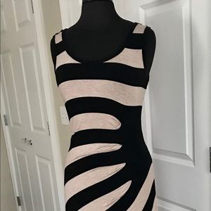 Calvin Klein Black and Tan fitted maxi dress